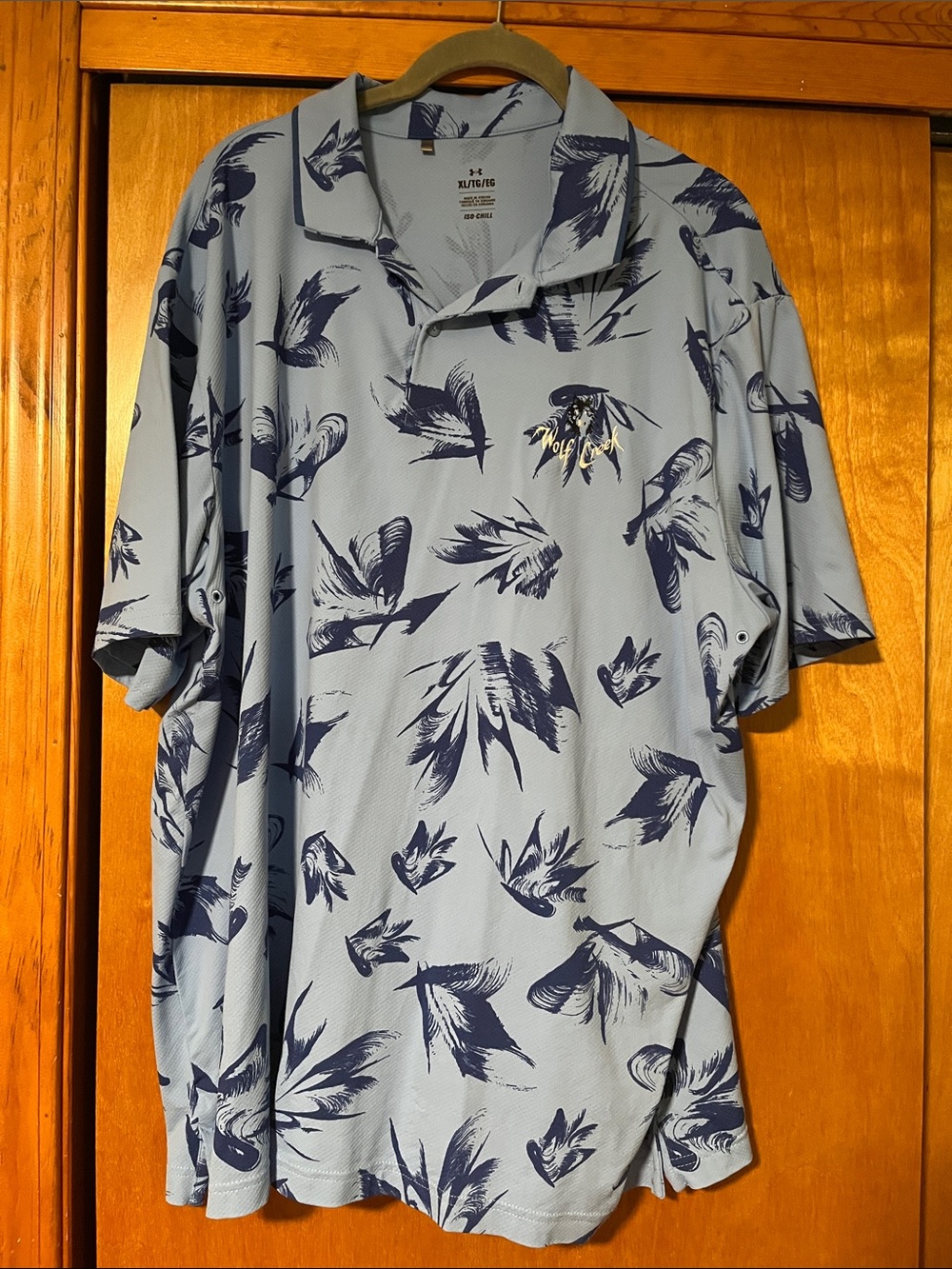 Under Armour Men’s Sky Blue Polo with Navy Tropical Print